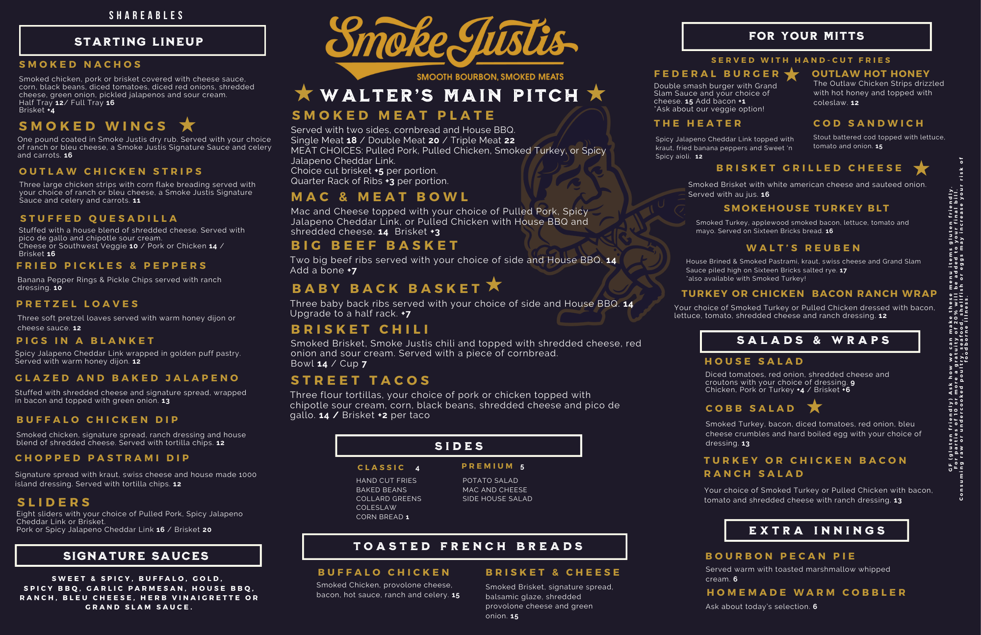 Menu - BBQ, Smoked Meats, Burgers & Pre-Game Favorites — Smoke Justis